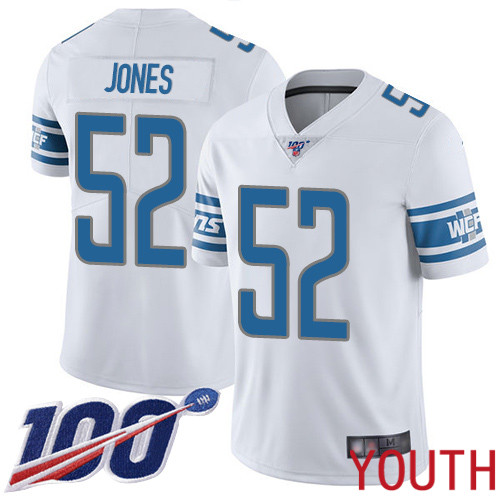 Detroit Lions Limited White Youth Christian Jones Road Jersey NFL Football #52 100th Season Vapor Untouchable
